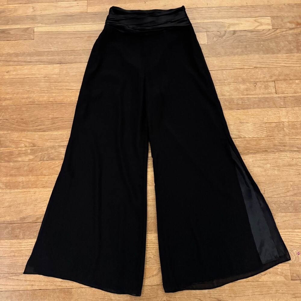 JS Collections black split wide leg Palazo dressy formal pants size 4
 b41